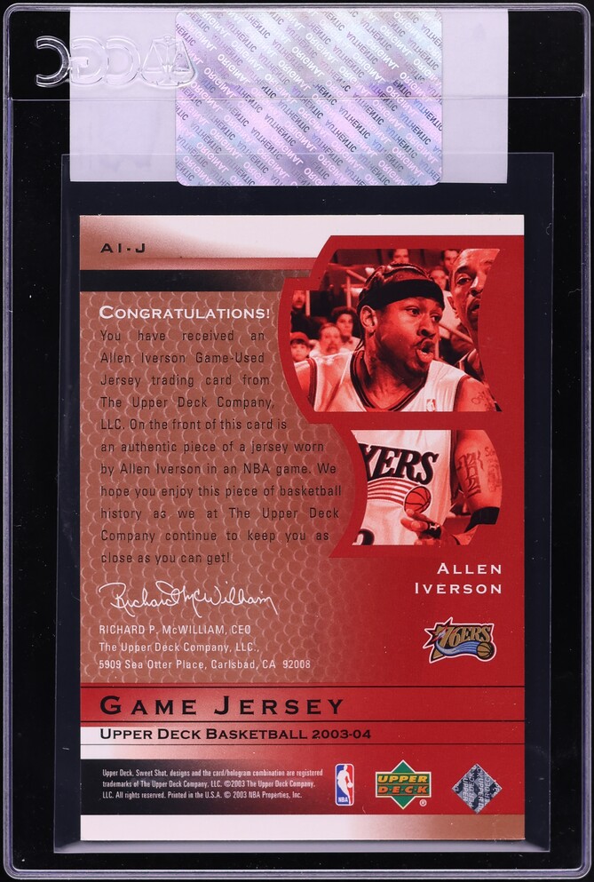 2003 Upper Deck Sweet Shot Allen Iverson PATCH #AI-J CGC AUTH on