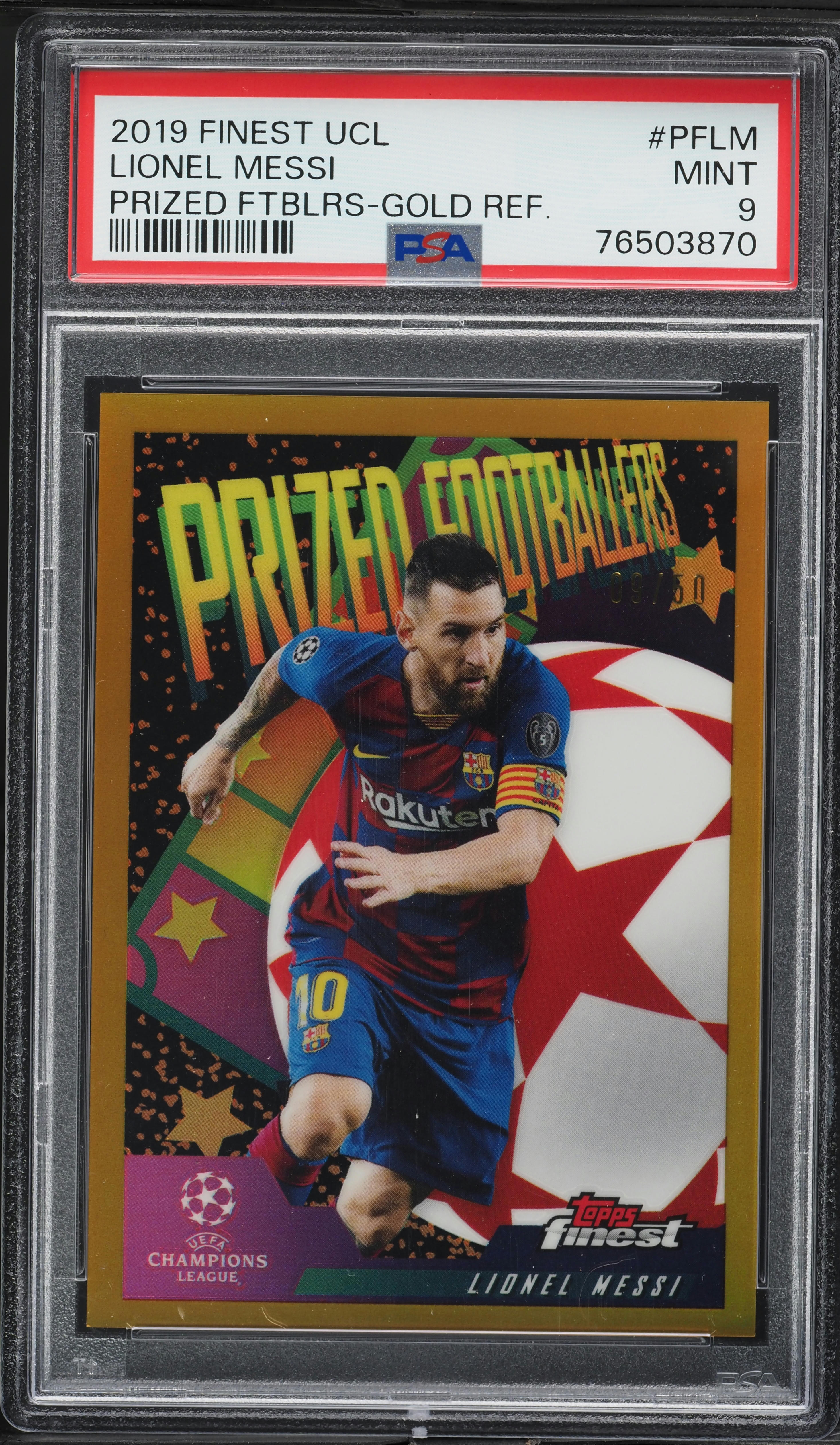 2019 Finest UEFA Prized Footballers Gold Refractor Lionel Messi