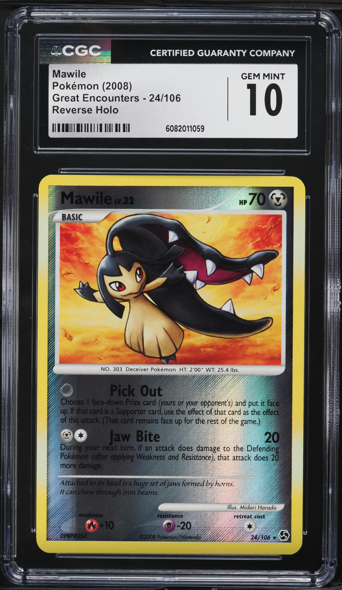 2008 Pokemon DP Great Encounters Reverse Holo Mawile #24 CGC 10 GEM MINT
