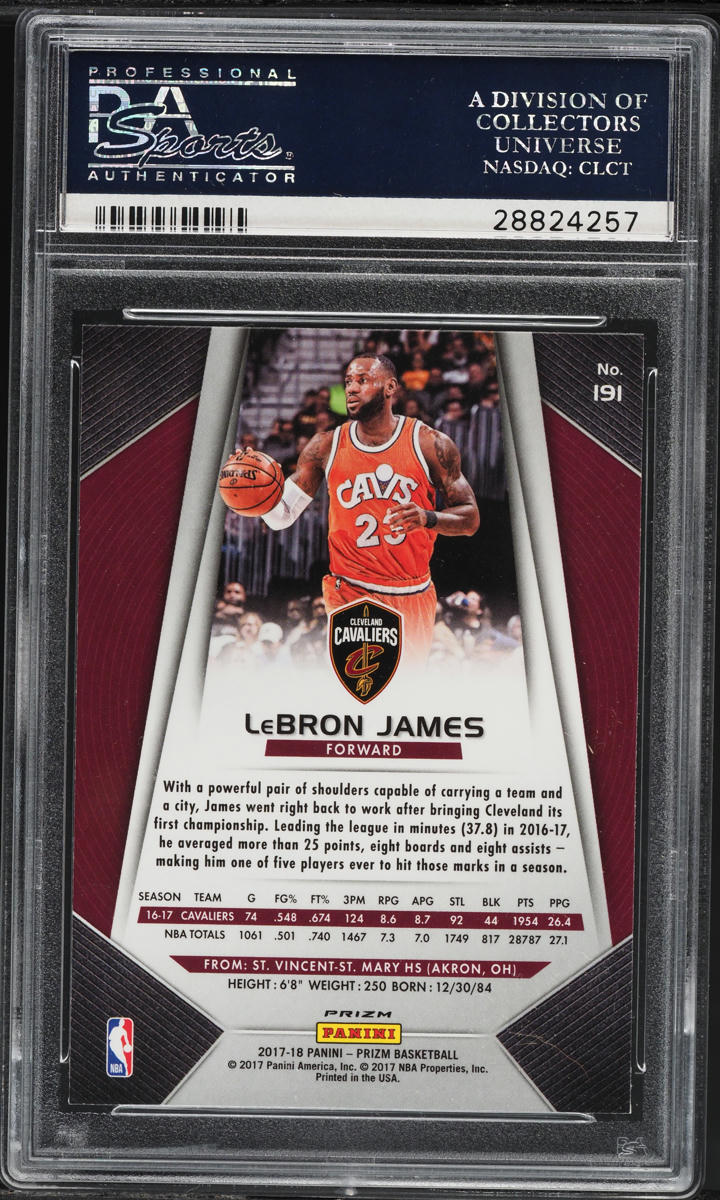 2017 Panini Prizm Silver LeBron James #191 PSA 10 GEM MINT on