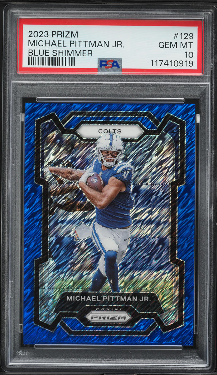 2023 Panini Prizm Blue Shimmer Michael Pittman Jr. /90 #129 PSA 10 GEM MINT