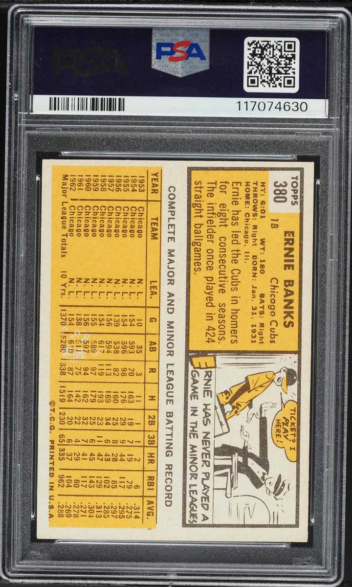 1963 Topps Ernie Banks #380 PSA 7 NRMT