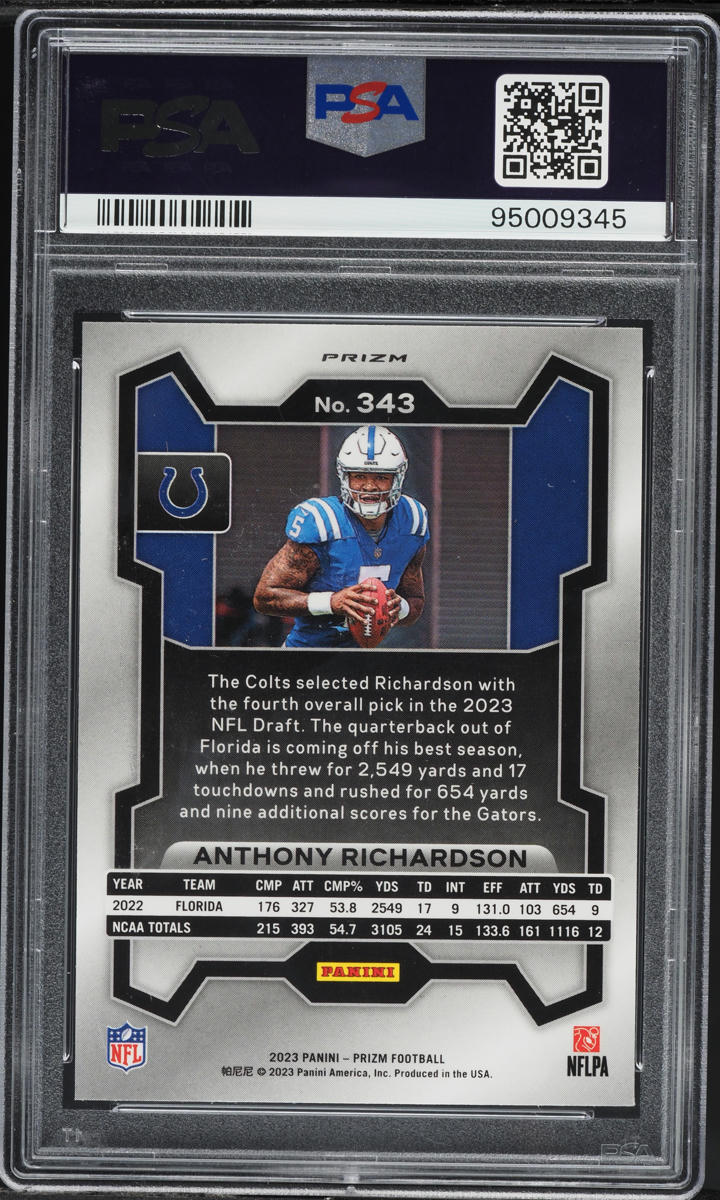 2023 Panini Prizm Red White Blue Anthony Richardson ROOKIE #343 PSA 10 GEM MINT