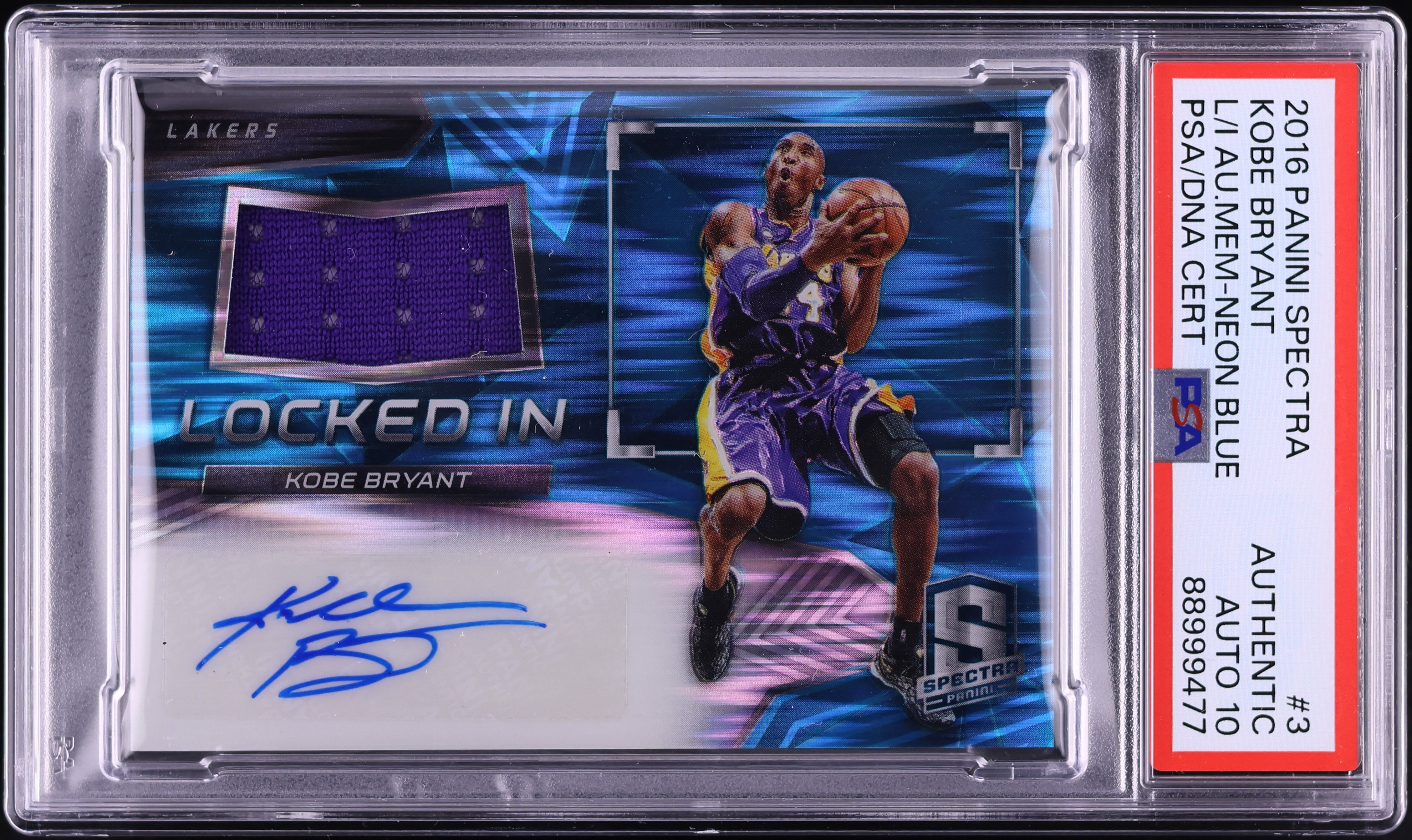 2016 Panini Spectra Locked In Blue Kobe Bryant PATCH AUTO DNA 10