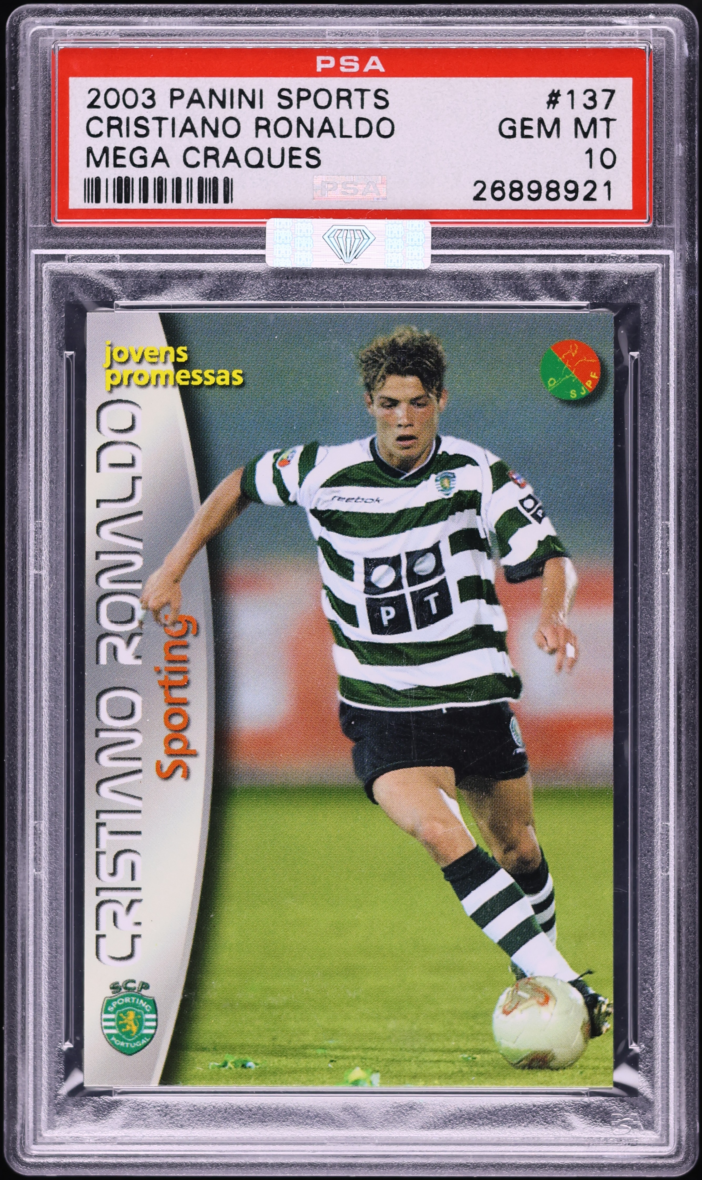 2003 Panini Sports Mega Craques Cristiano Ronaldo ROOKIE #137 PSA