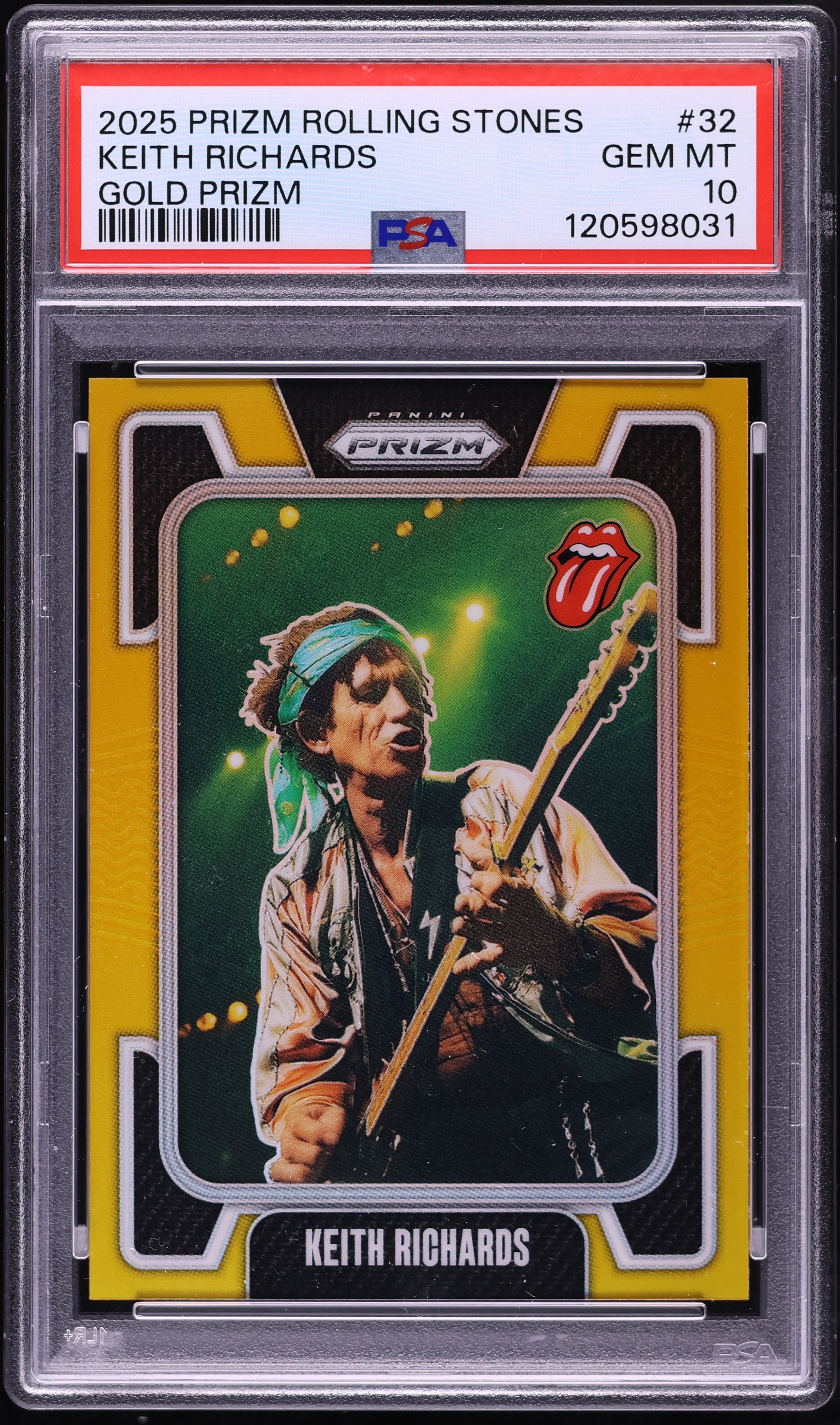 2025 Panini Prizm The Rolling Stones Gold Keith Richards 1/10 #32