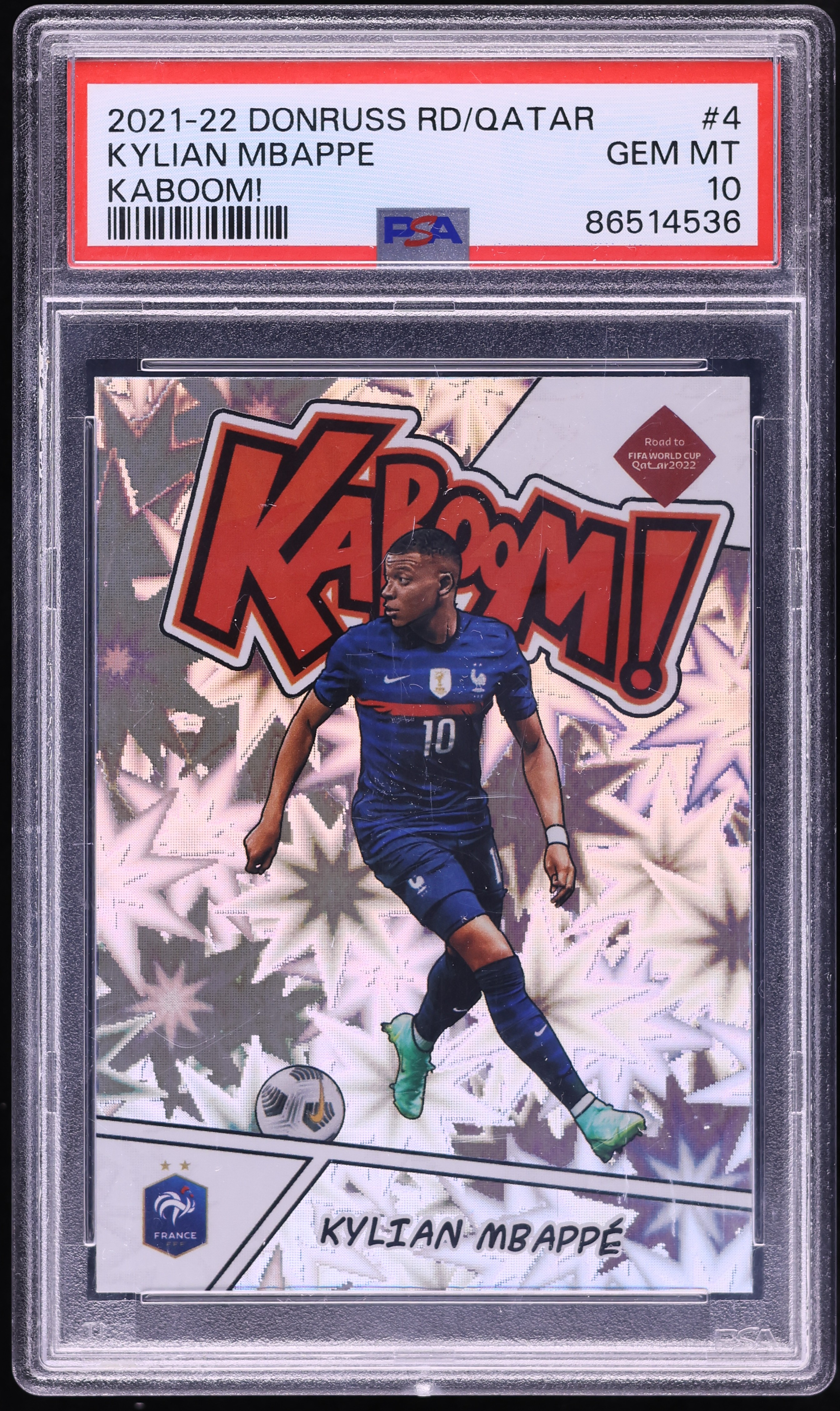 2021 Donruss Road To Qatar Kaboom! Kylian Mbappe #4 PSA 10 GEM