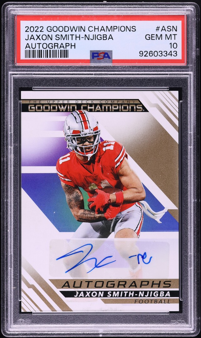 2022 UD Goodwin Champions Jaxon Smith-Njigba ROOKIE AUTO #ASN PSA 10 GEM MINT