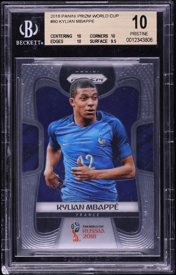 2018 Panini Prizm World Cup Kylian Mbappe ROOKIE #80 BGS 10