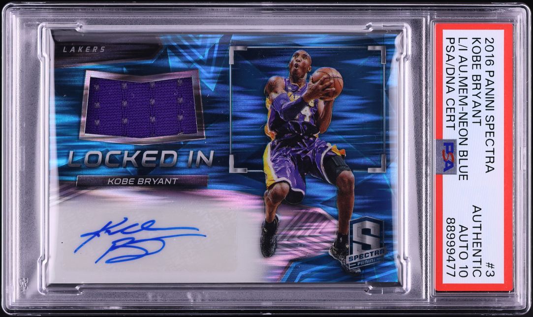 2016 Panini Spectra Locked In Blue Kobe Bryant PATCH AUTO DNA 10