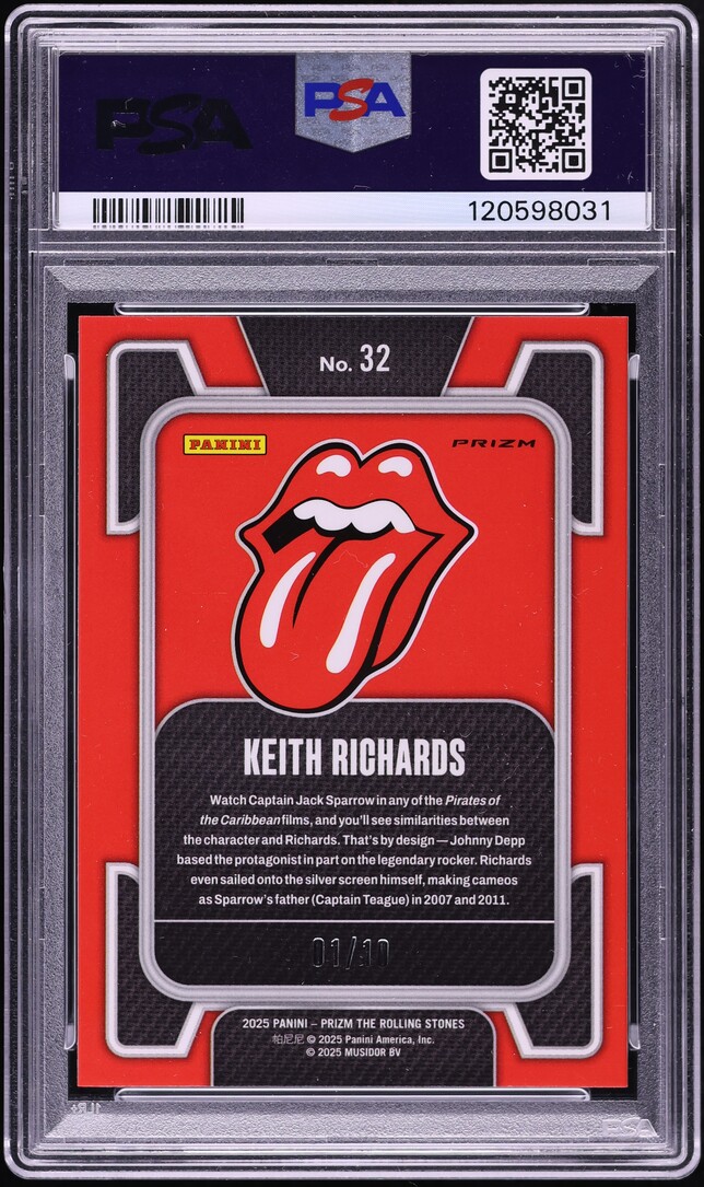 2025 Panini Prizm The Rolling Stones Gold Keith Richards 1/10 #32