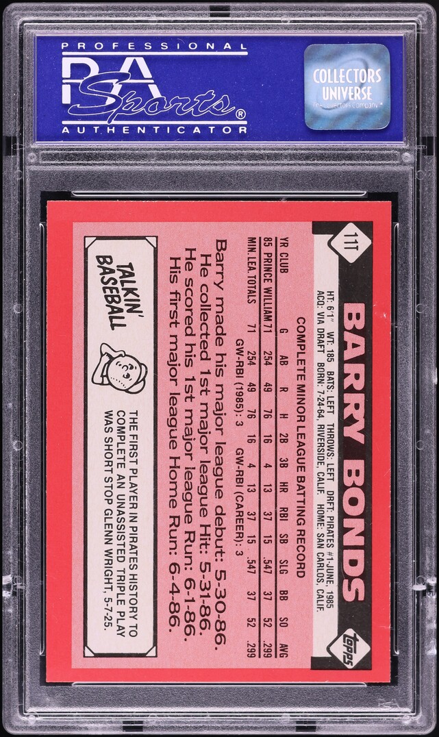 1986 Topps Traded Tiffany Barry Bonds ROOKIE #11T PSA 10 GEM MINT