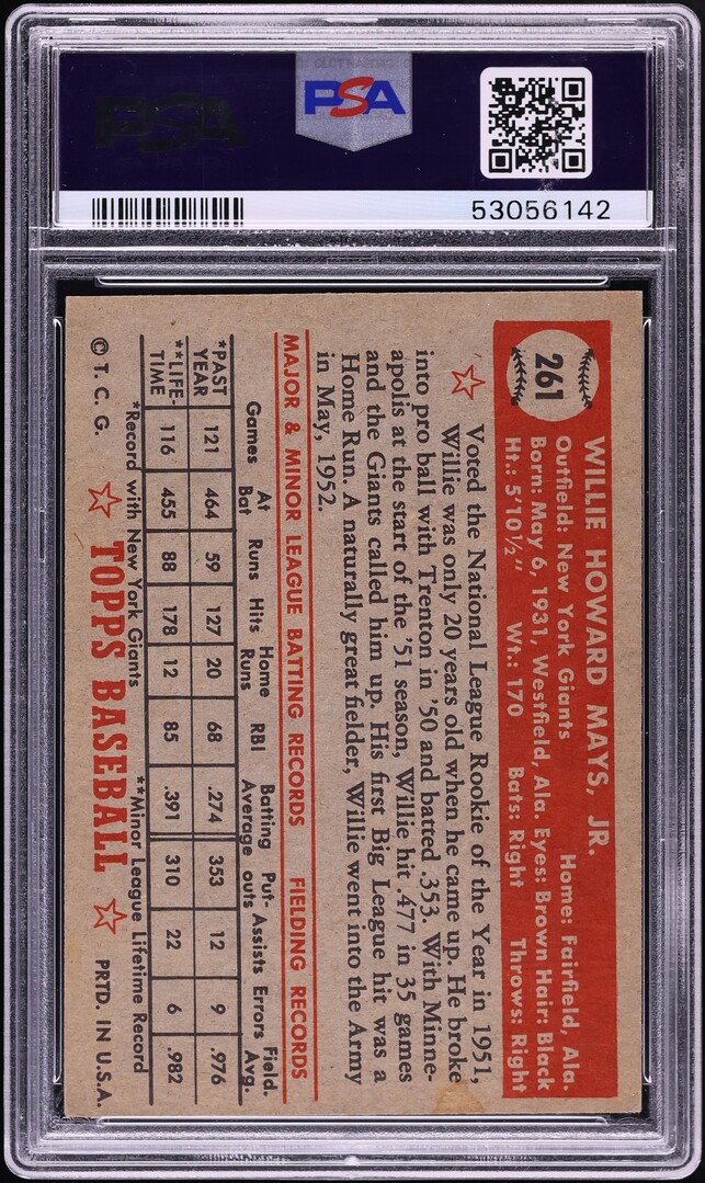 1952 Topps Willie Mays #261 PSA 5 EX
