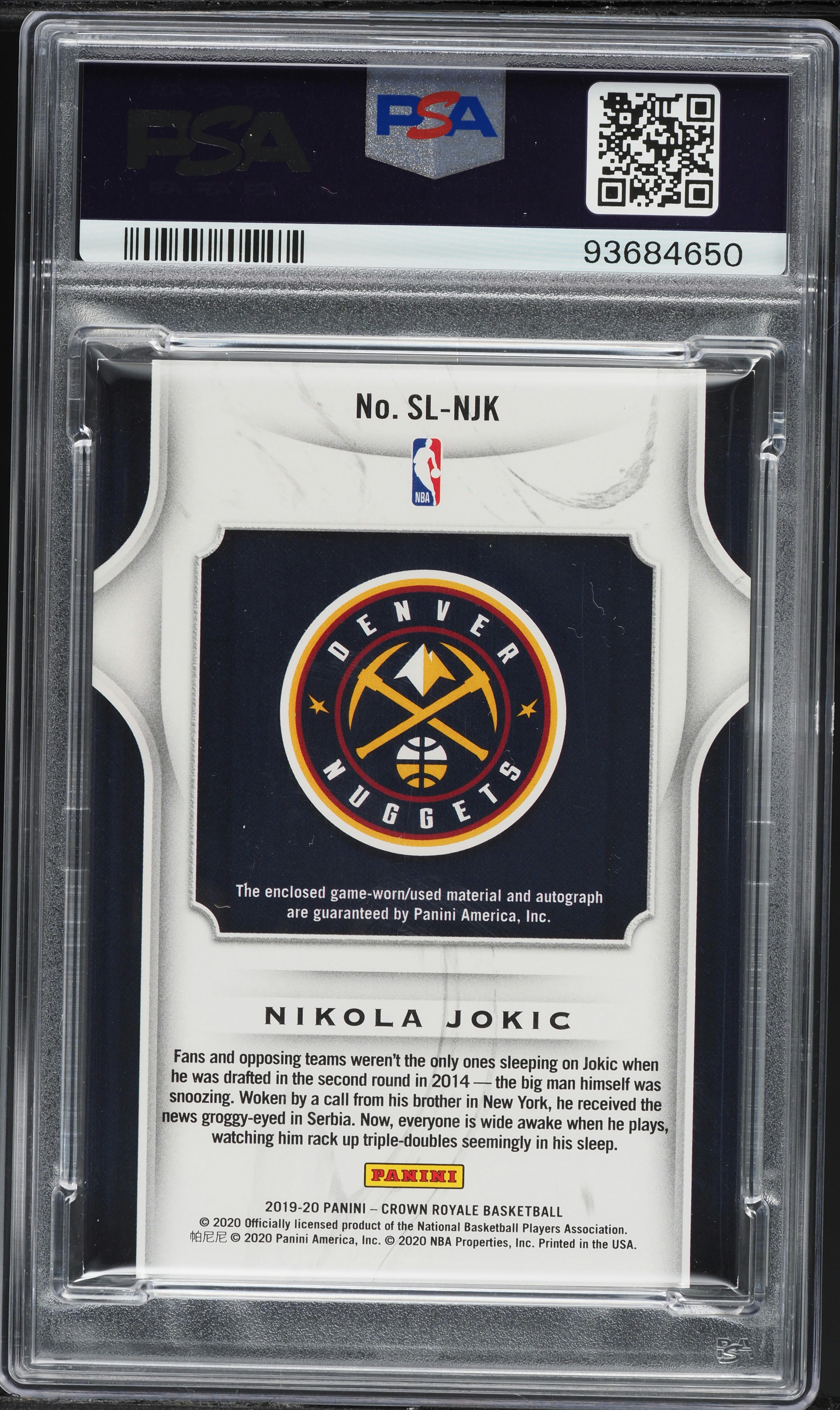 2019 Crown Royale Silhouettes Nikola Jokic PATCH AUTO DNA 10 /99