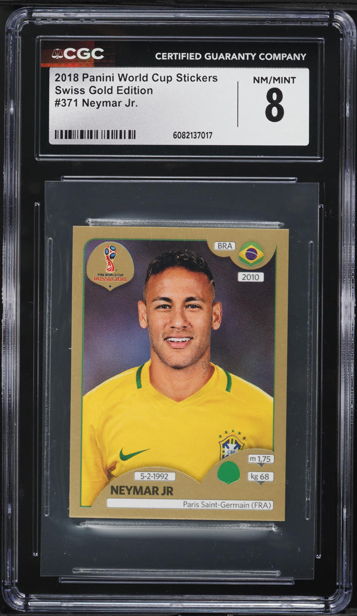 2018 Panini World Cup Stickers Swiss Gold Neymar Jr. #371 CGC 8 NM