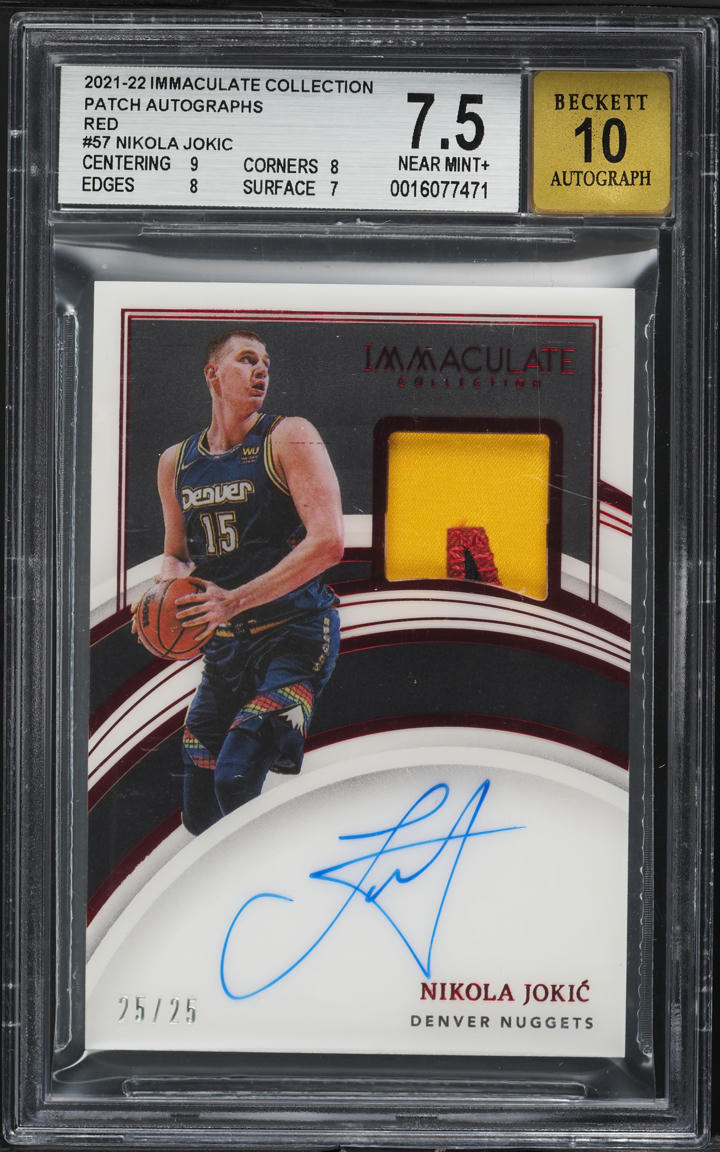 2021 Immaculate Collection Red Nikola Jokic PATCH AUTO 25/25 #57 BGS 7.5 NRMT+