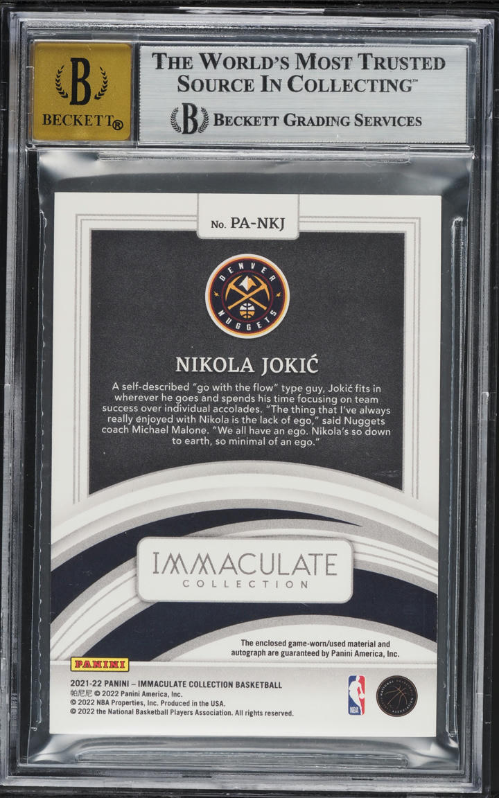 2021 Immaculate Collection Red Nikola Jokic PATCH AUTO 25/25 #57 BGS 7.5 NRMT+