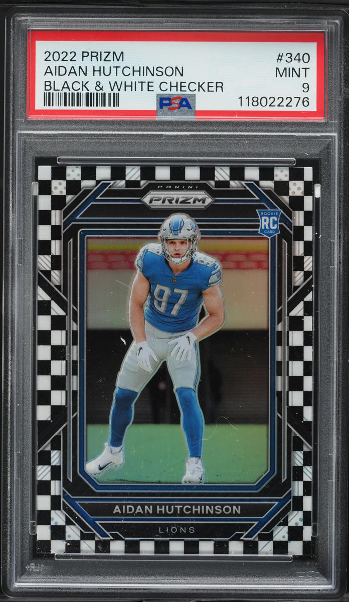 2022 Panini Prizm Black & White Checker Aidan Hutchinson ROOKIE #340 PSA 9 MINT