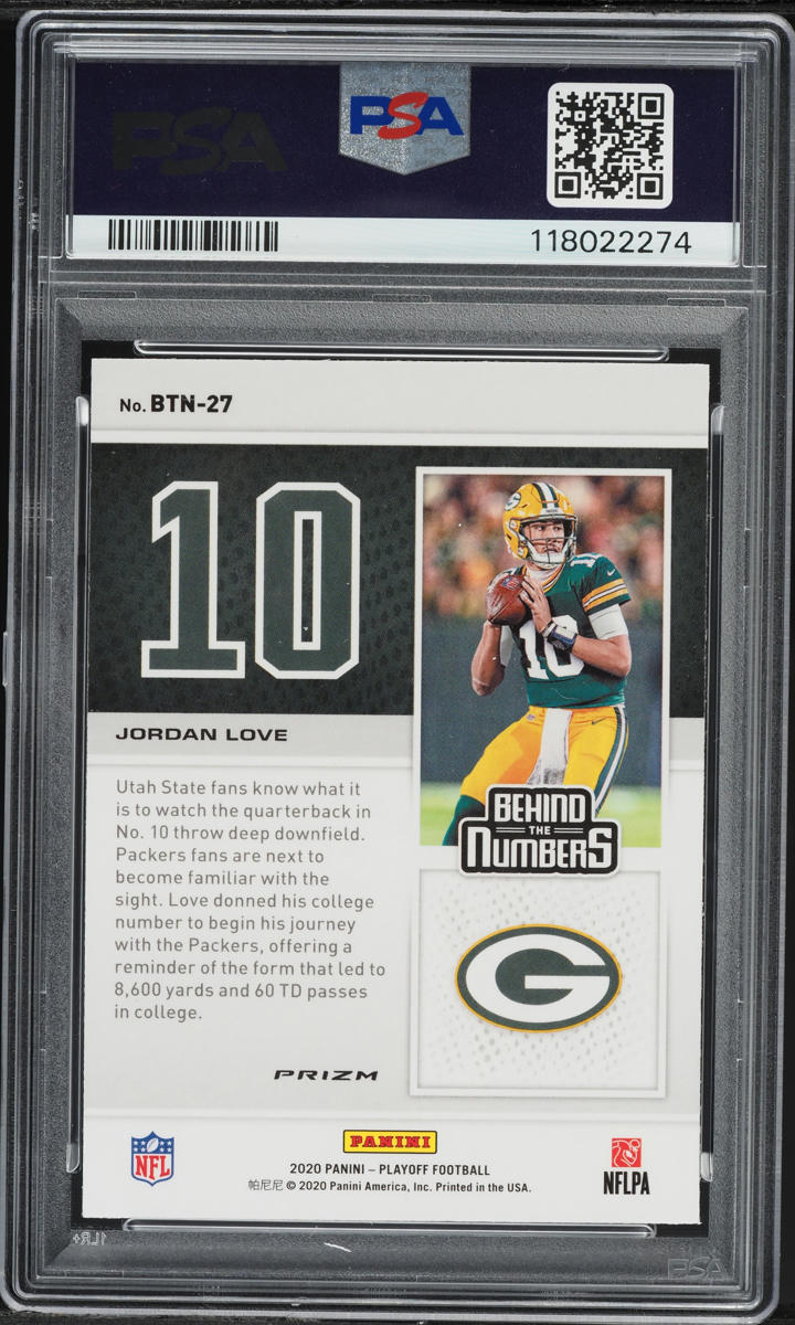 2020 Panini Playoff Behind Numbers Silver Jordan Love ROOKIE #BTN27 PSA 9 MINT