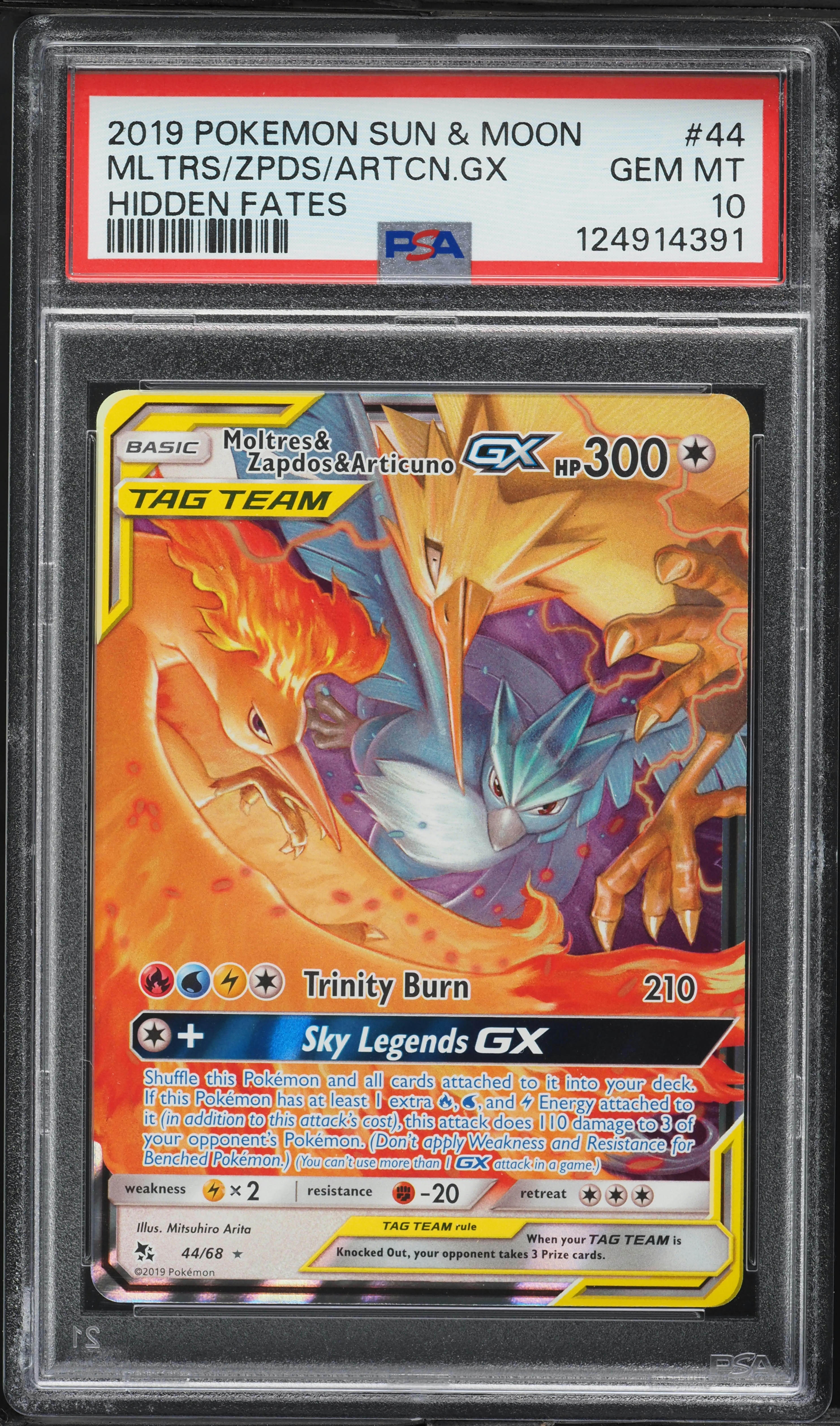 2019 Pokemon SM Hidden Fates Full Art Moltres & Zapdos & Articuno