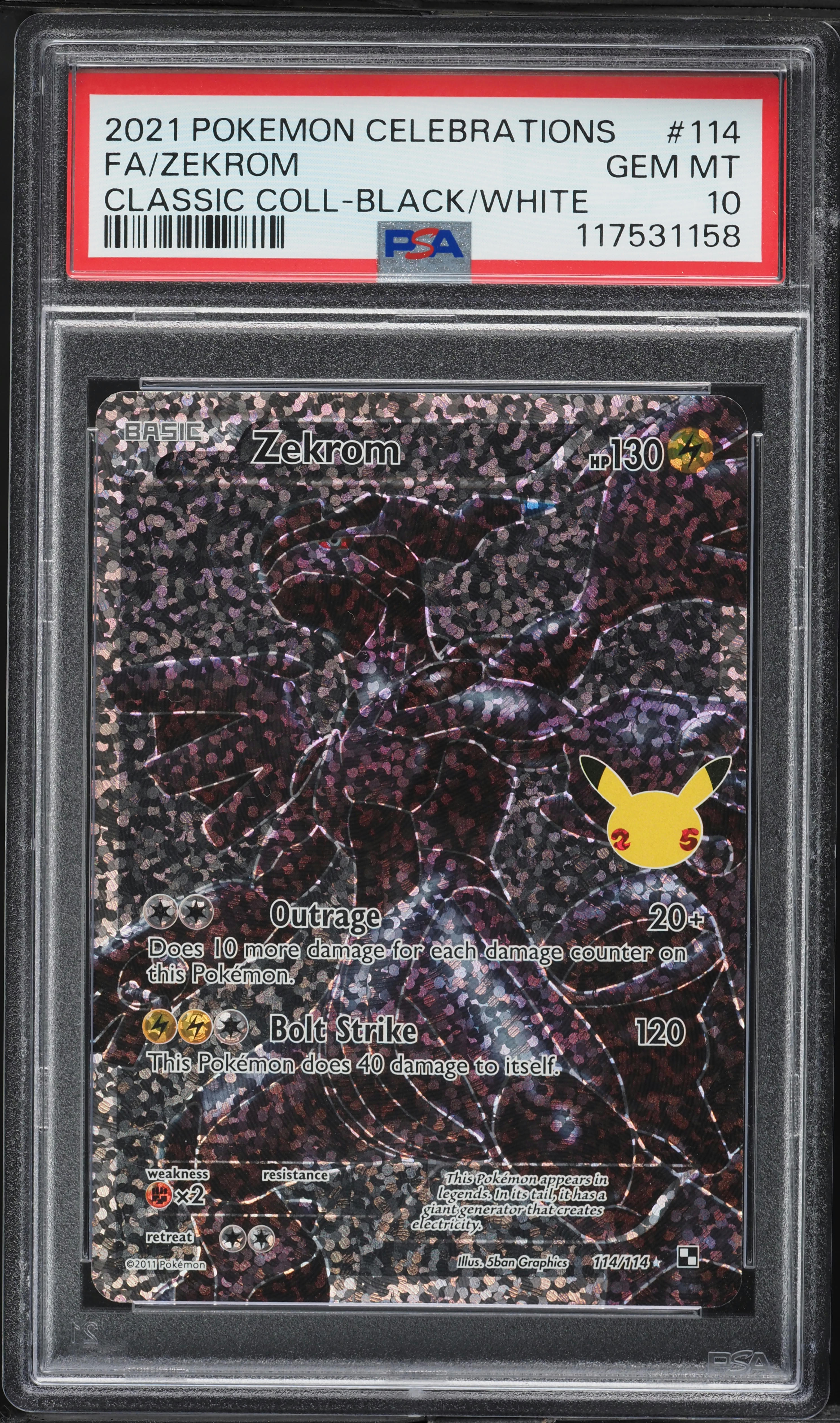 2021 Pokemon SWSH Celebrations Classic Full Art Zekrom #114 PSA 10