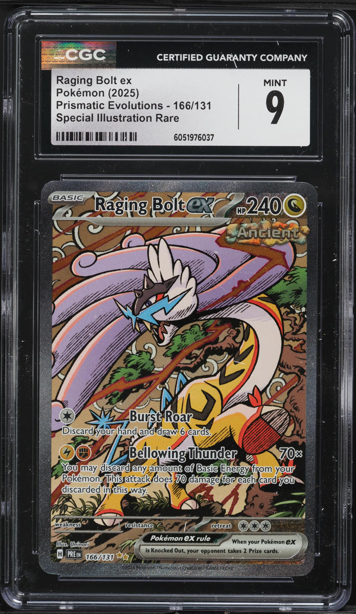 2025 Pokemon SV Prismatic Evolutions SIR Raging Bolt ex #166 CGC 9 MINT
