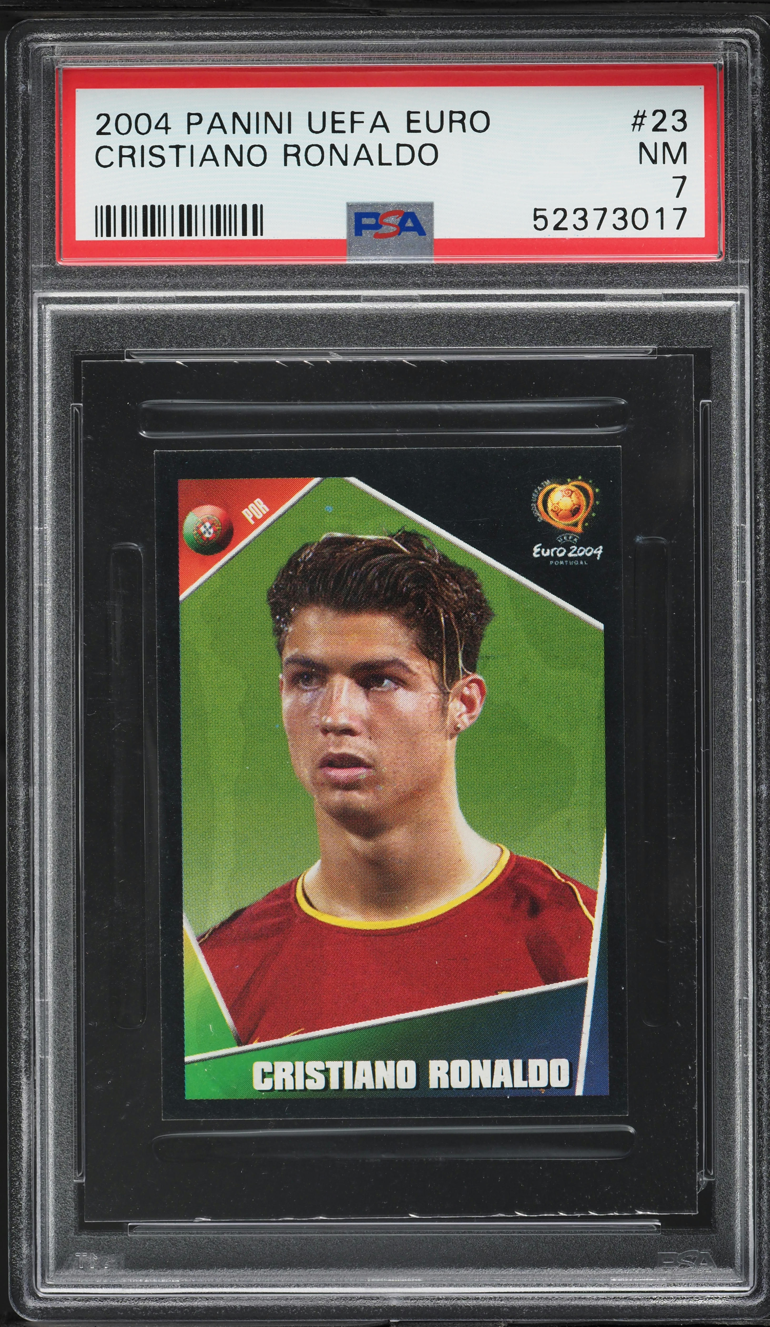 2004 Panini UEFA Euro Cristiano Ronaldo ROOKIE #23 PSA 7 NRMT on
