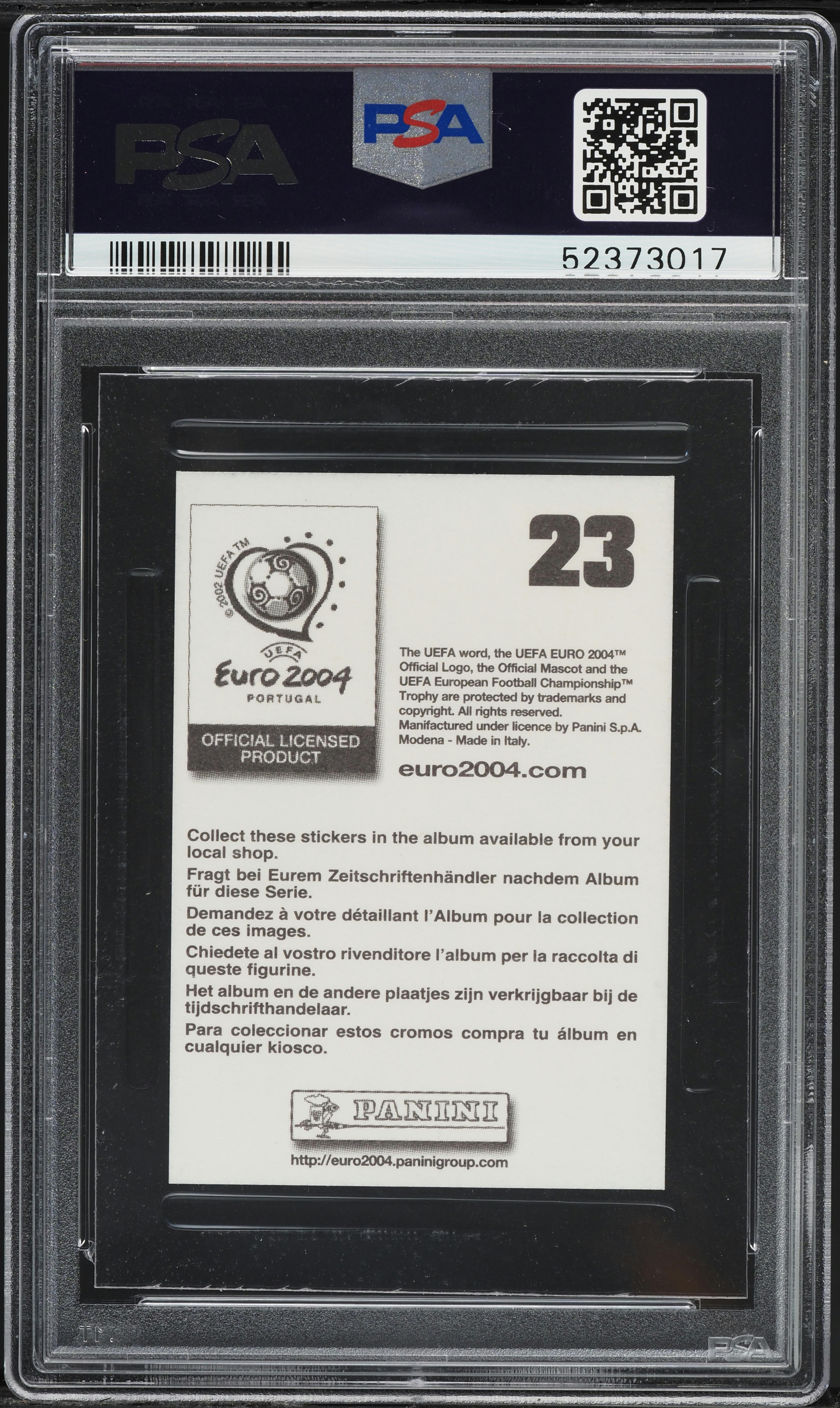 2004 Panini UEFA Euro Cristiano Ronaldo ROOKIE #23 PSA 7 NRMT on