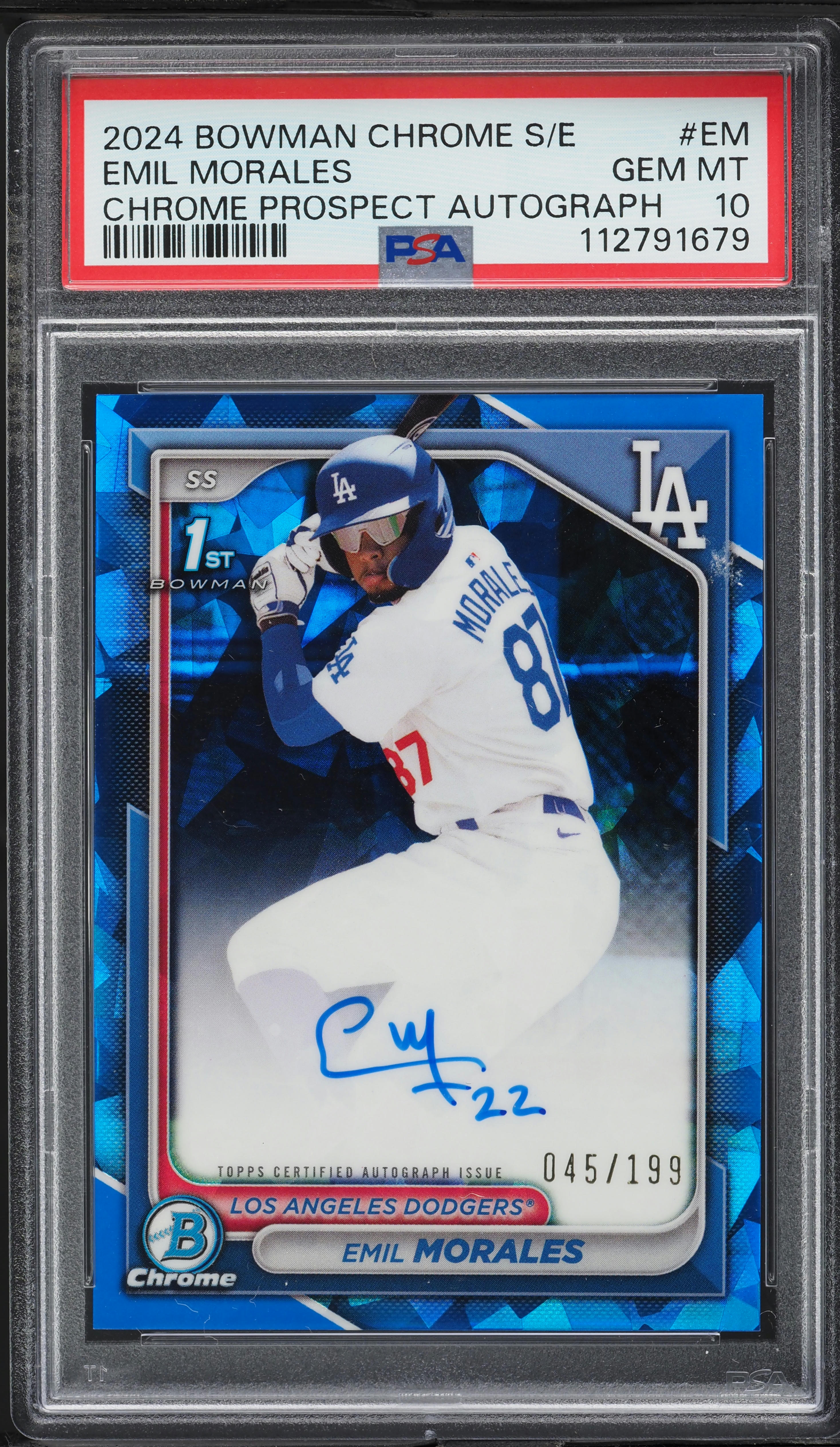 2024 Bowman Chrome Sapphire Emil Morales PROSPECT AUTO /199 2024 Bowman Chrome Sapphire Emil Morales PROSPECT AUTO /199