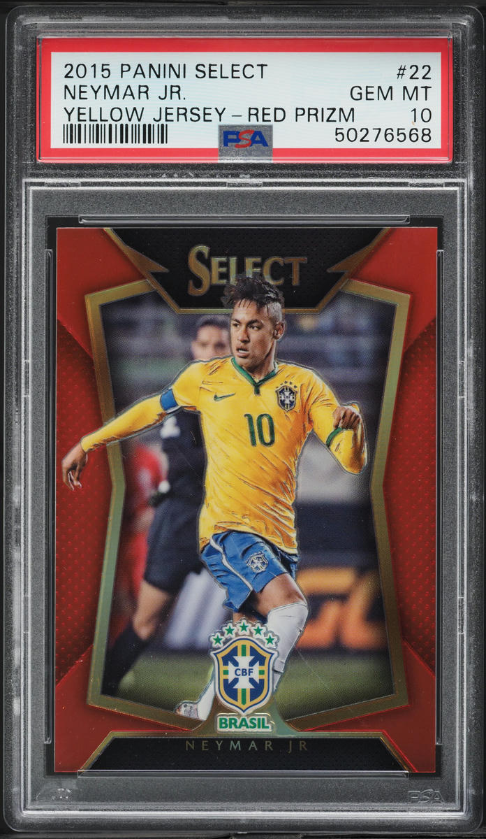 2015 Select Yellow Jersey Red Prizm Neymar Jr. /199 #22 PSA 10 GEM MINT
