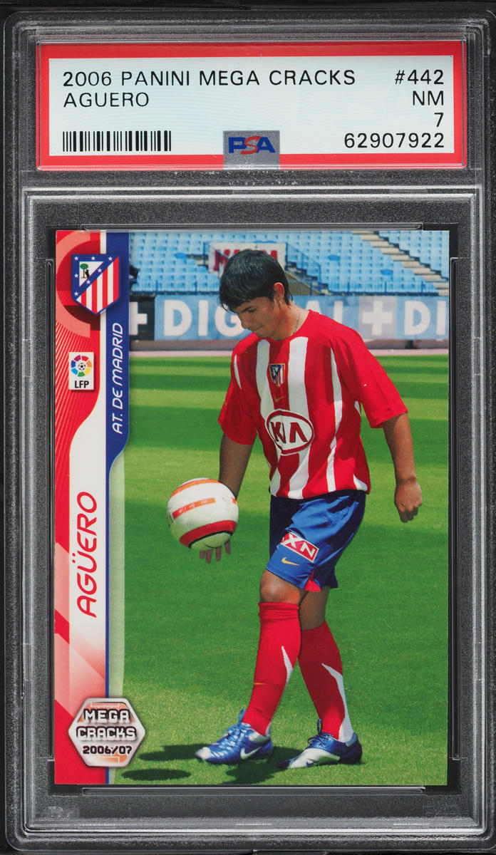 2006 Panini Mega Cracks Sergio Aguero ROOKIE #442 PSA 7 NRMT
