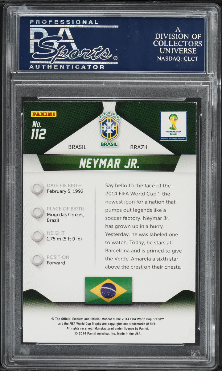 2014 Panini Prizm World Cup Neymar Jr AUTO #112 PSA/DNA 10 GEM MINT
