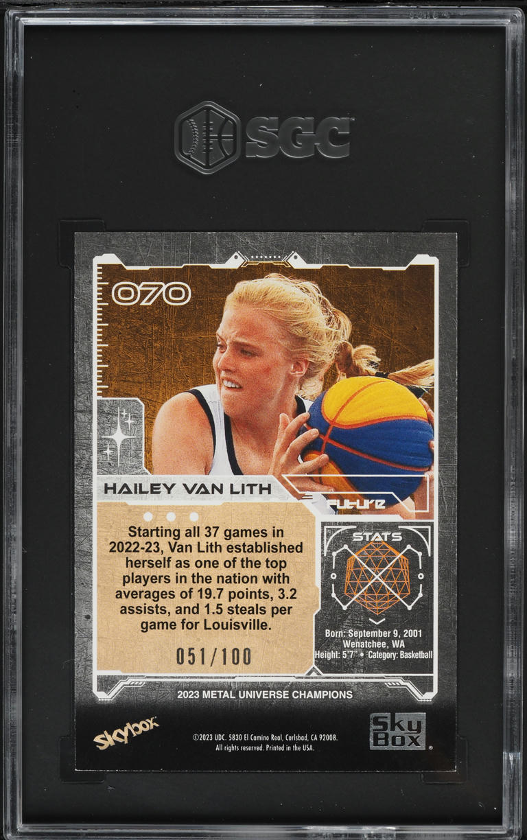 2023 Metal Universe Champions PMG Red Hailey Van Lith /100 #70 SGC 8.5 NM-MT+