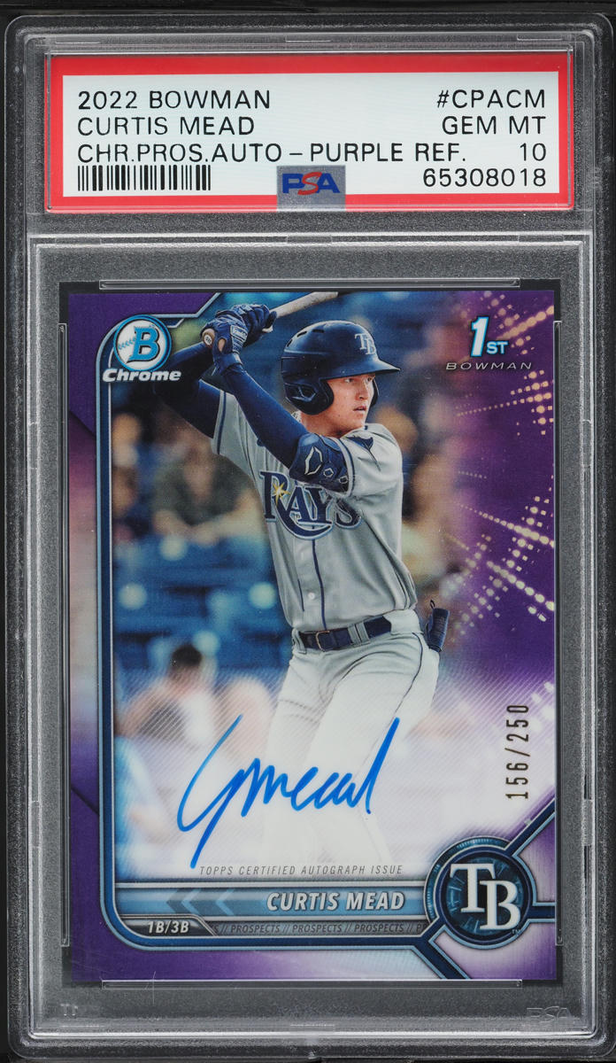 2022 Bowman Chrome Purple Ref Curtis Mead PROSPECT AUTO /250 #CPACM PSA 10