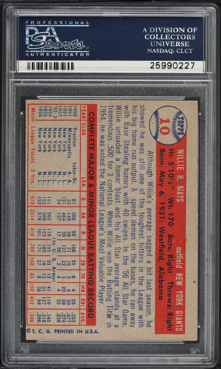 1957 Topps Willie Mays #10 PSA 4 VGEX