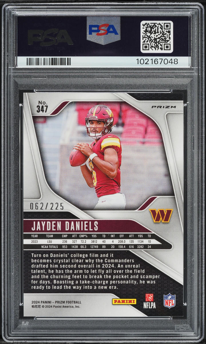 2024 Panini Prizm Purple Ice Jayden Daniels ROOKIE /225 #347 PSA 10 GEM MINT