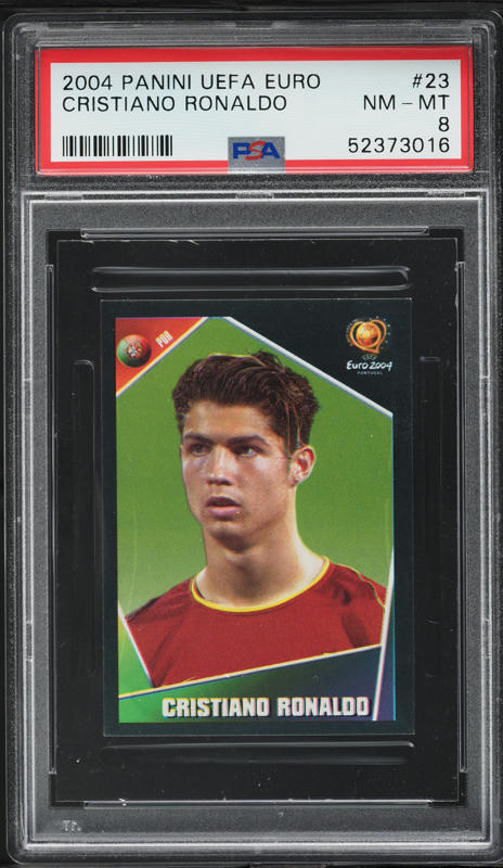 2004 Panini UEFA Euro Cristiano Ronaldo ROOKIE #23 PSA 8 NM-MT on