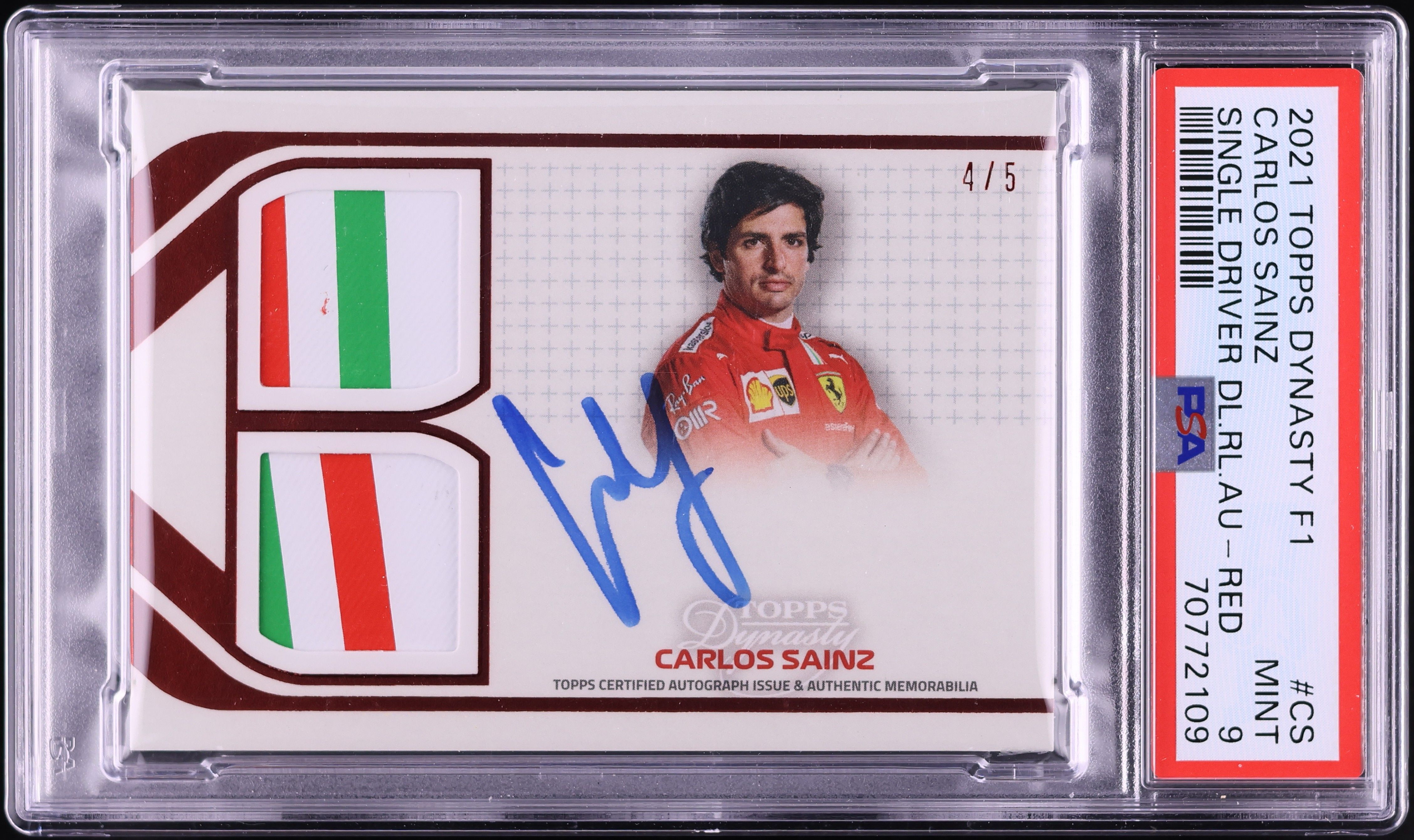 2021 Topps Dynasty Formula 1 F1 Dual Red Carlos Sainz PATCH AUTO