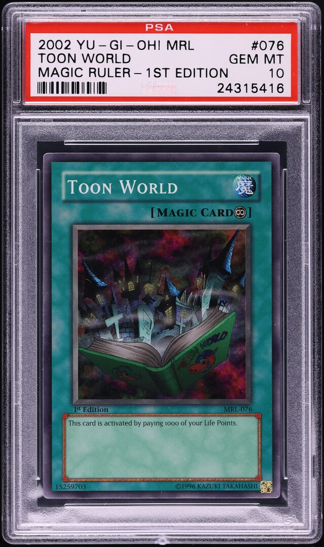 2002 Yu-Gi-Oh! Magic Ruler 1st Edition Toon World #MRL-076 PSA 10 GEM MINT