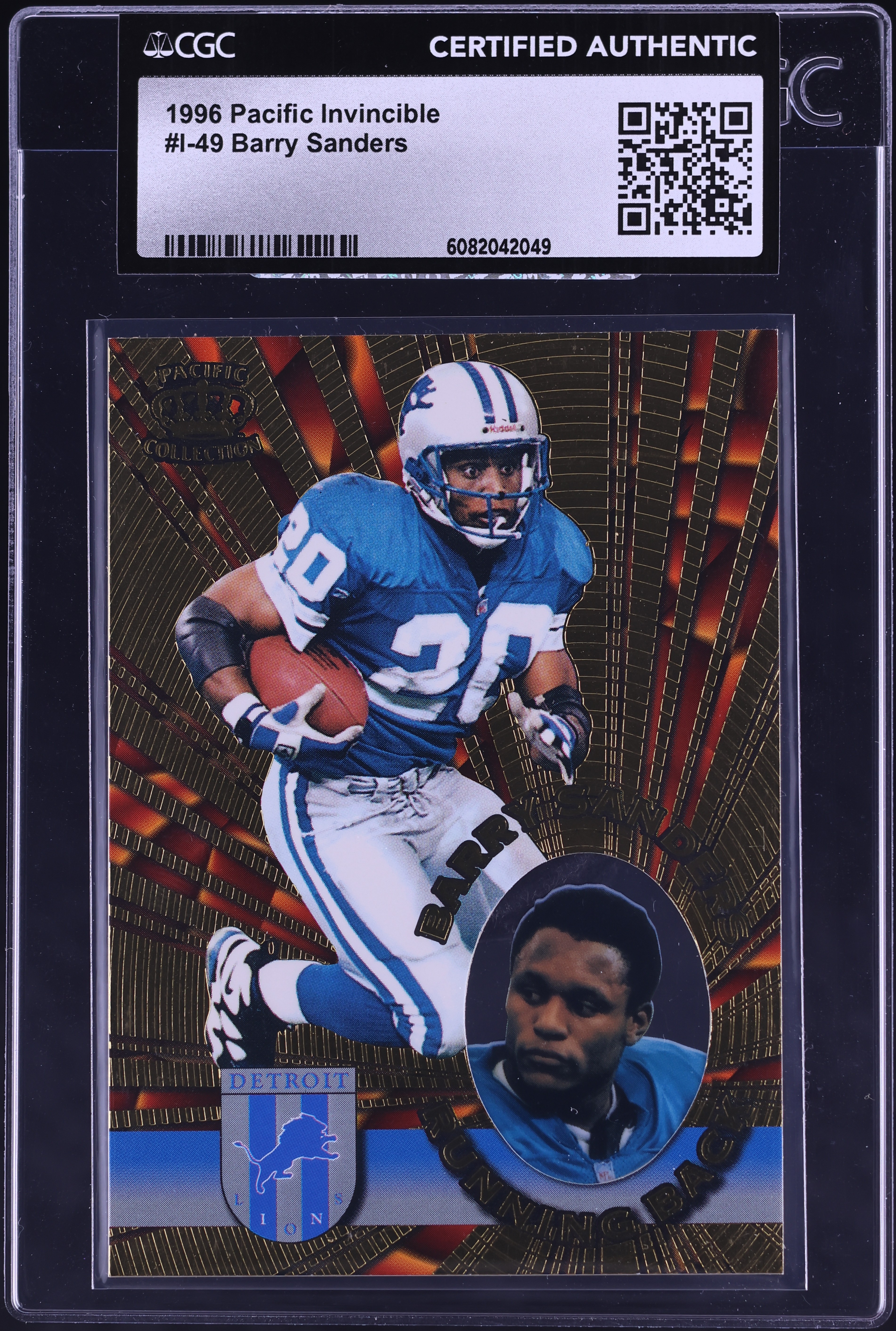1996 Pacific Invincible Barry Sanders #I-49 CGC AUTH on Fanatics