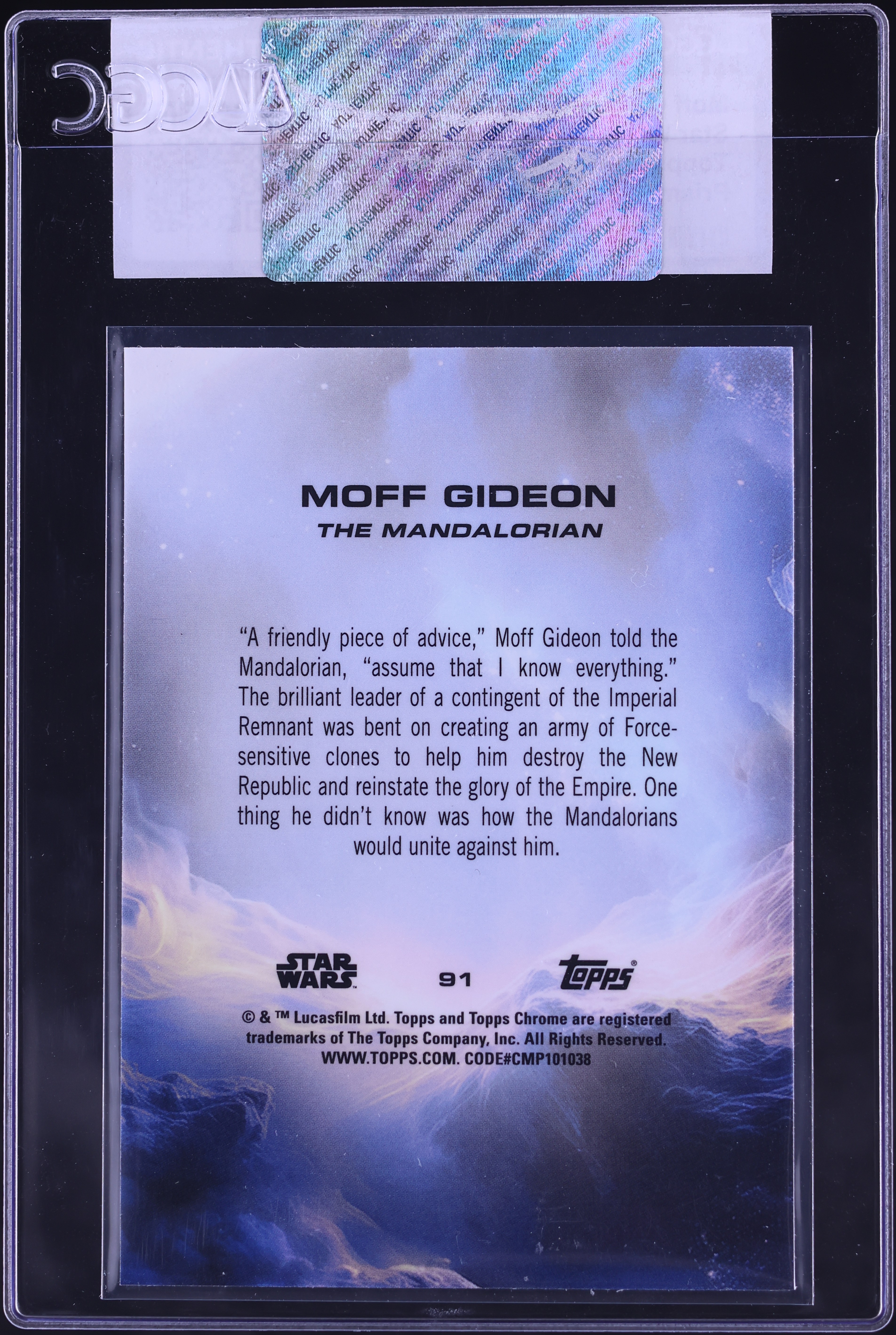 2025 Topps Chrome Star Wars Prism Refractor Moff Gideon #91 CGC