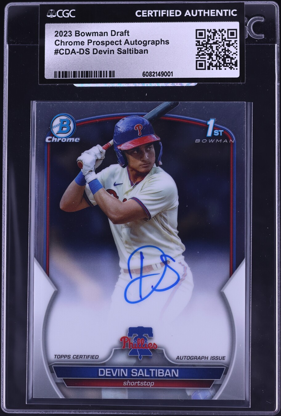 2023 Bowman Chrome Draft Devin Saltiban PROSPECT AUTO #CDA-DS CGC AUTH