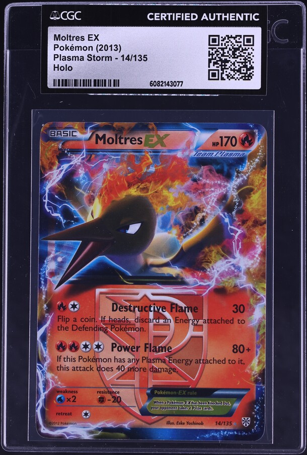 2013 Pokemon Black & White Plasma Storm Moltres EX #14 CGC AUTH