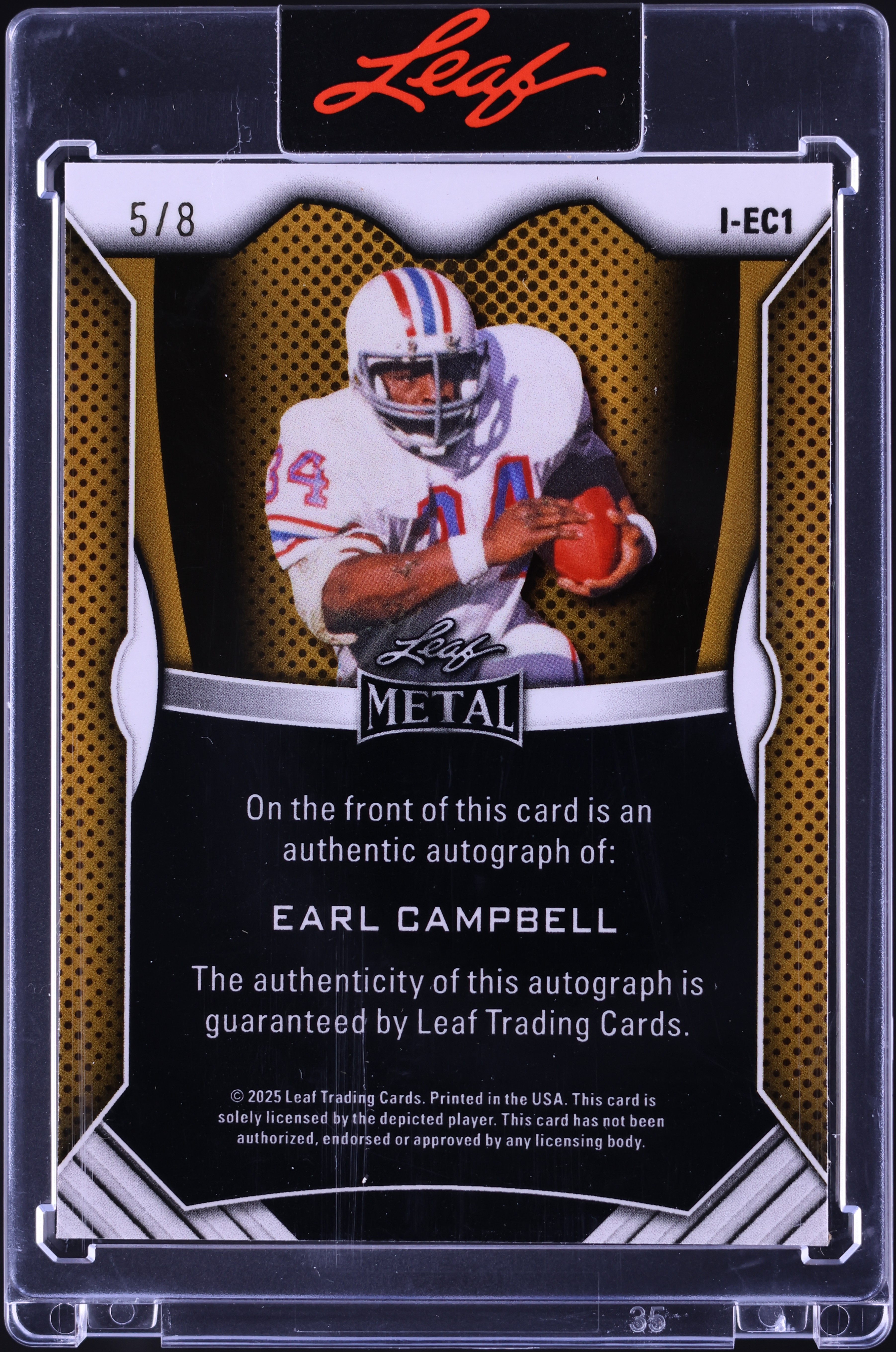 2025 Leaf Metal Inscriptions White Earl Campbell AUTO /8 #I-EC1 on