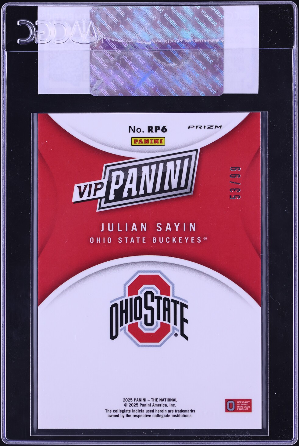2025 Panini The National VIP Red Cracked Ice Julian Sayin PROSPECT 2025 Panini The National VIP Red Cracked Ice Julian Sayin PROSPECT