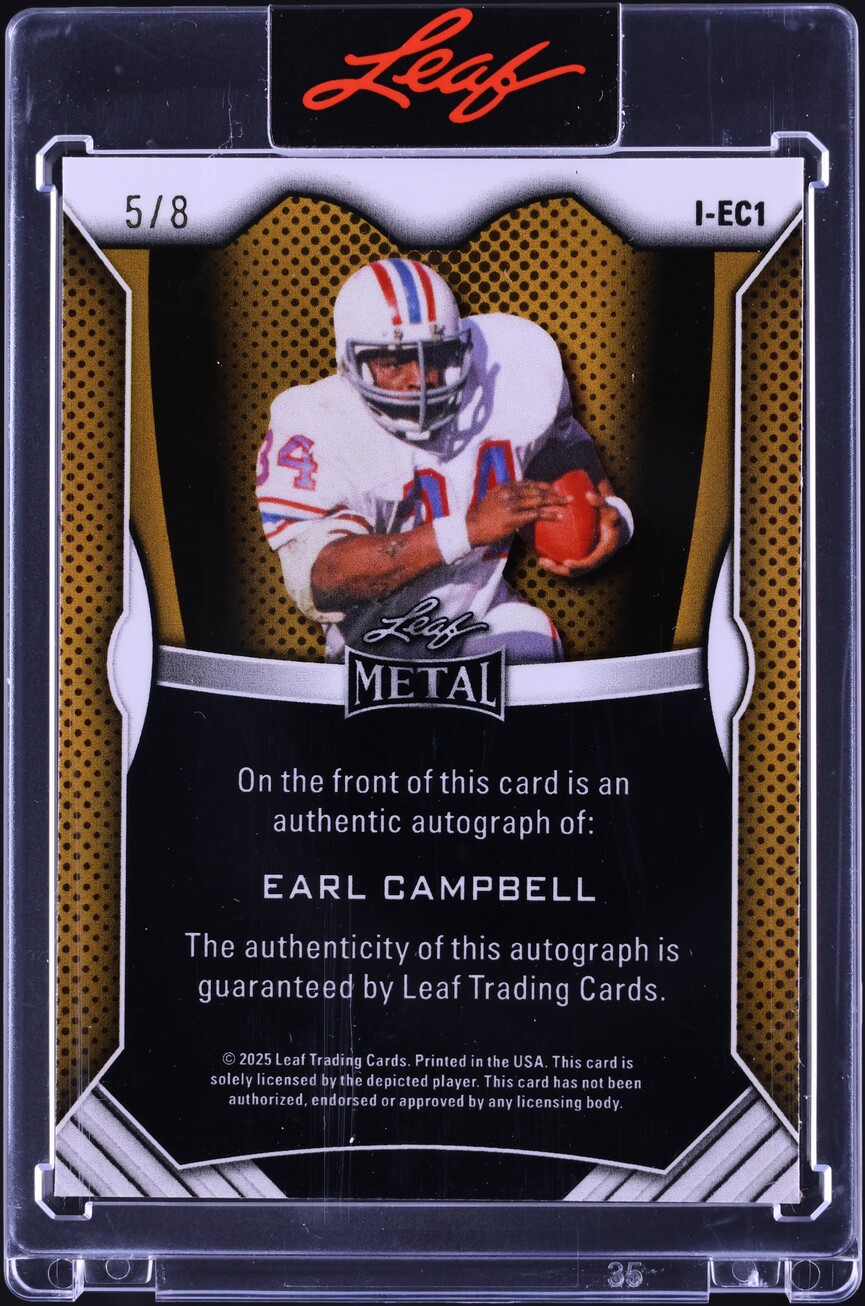 2025 Leaf Metal Inscriptions White Earl Campbell AUTO /8 #I-EC1 on