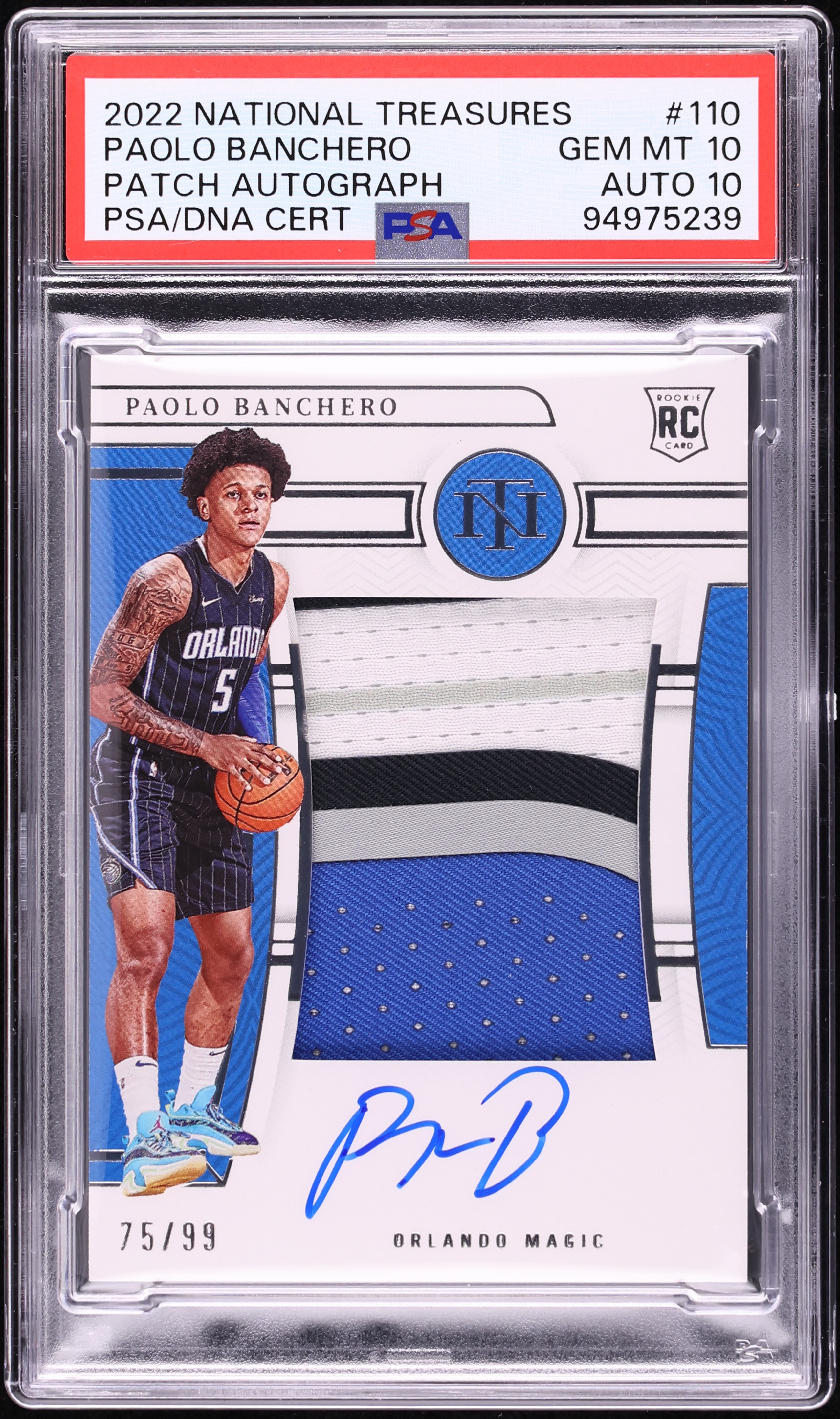 2022 National Treasures Paolo Banchero ROOKIE PATCH AUTO DNA 10