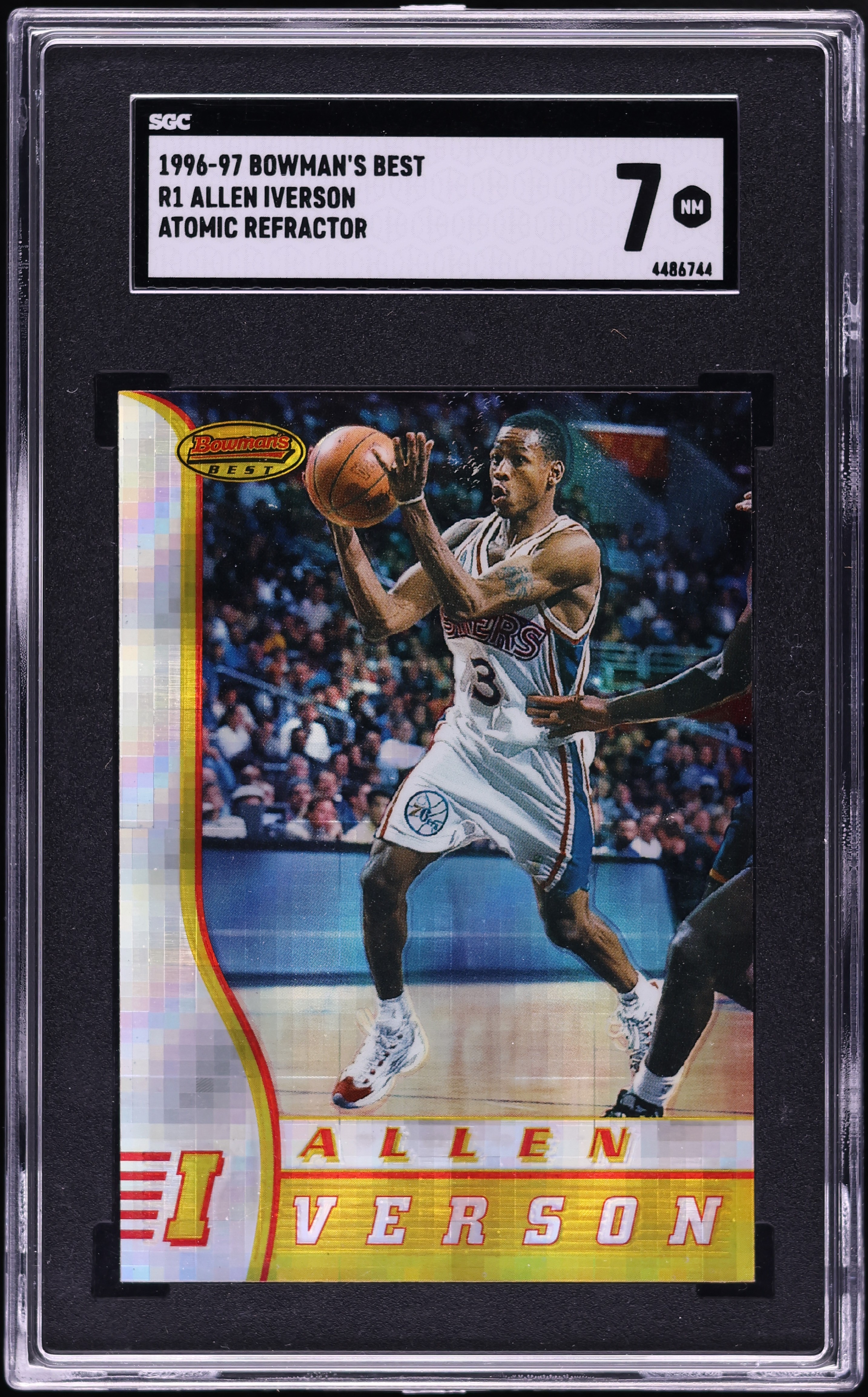 1996 Bowman's Best Atomic Refractor Allen Iverson ROOKIE #R1 SGC 7