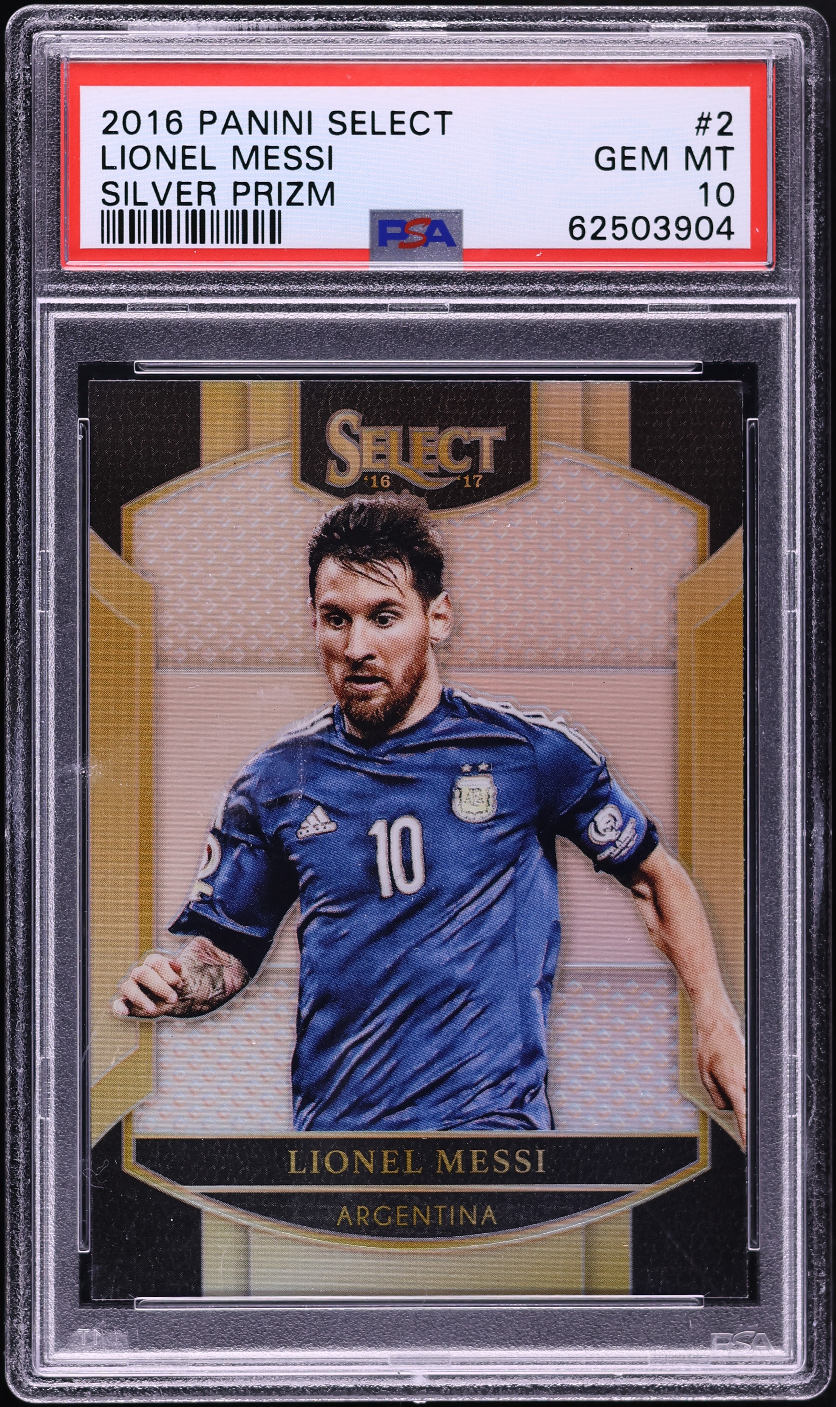 2016 Select Silver Prizm Lionel Messi #2 PSA 10 GEM MINT on
