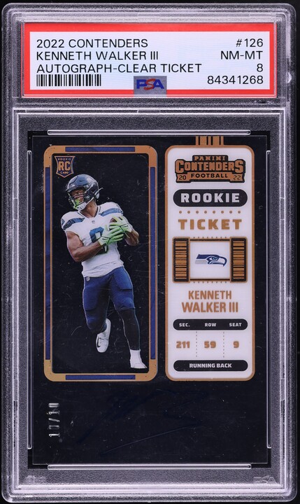2022 Panini Contenders Clear Ticket Kenneth Walker III ROOKIE AUTO